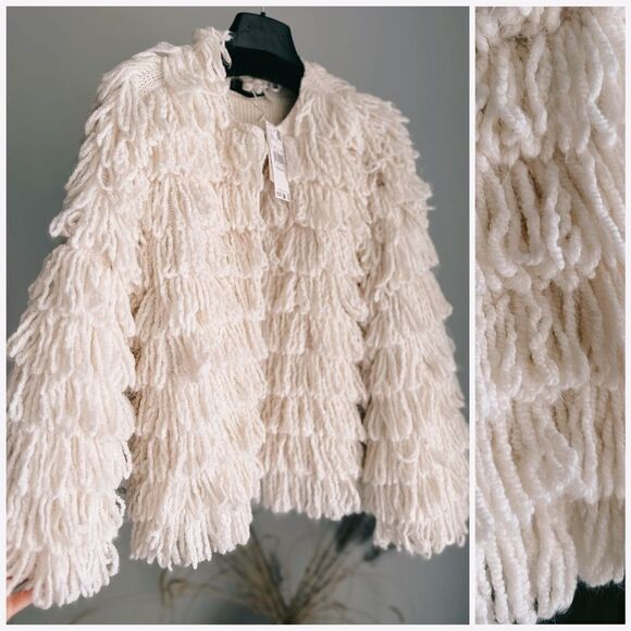 Mango Fringe Waterfall Cardigan New - Picture 1 of 7